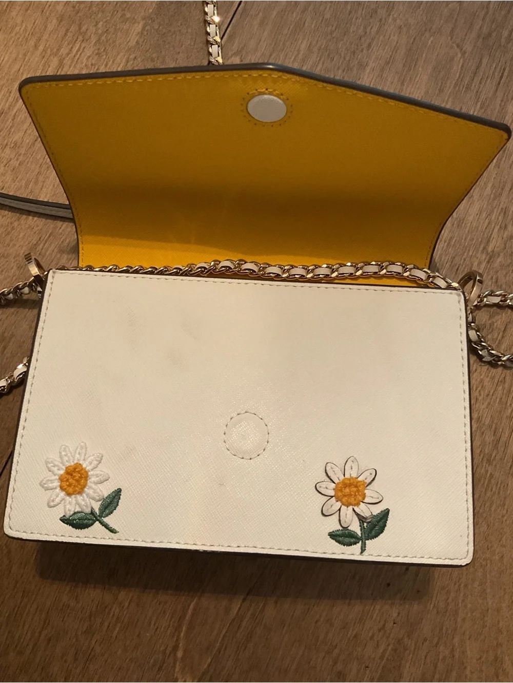 Tory Burch White Leather Crossbody with Floral Embroidery